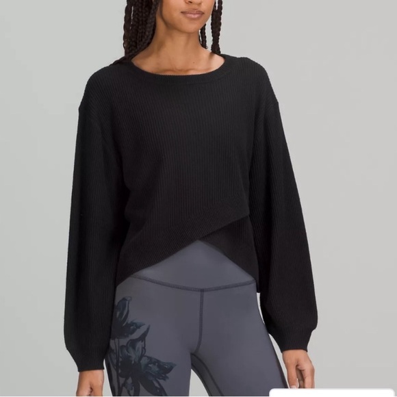 lululemon athletica Sweaters - Lululemon Reversible Crossover Sweater
Black Lyocell Cashmere Blend 4 Boxy Fit